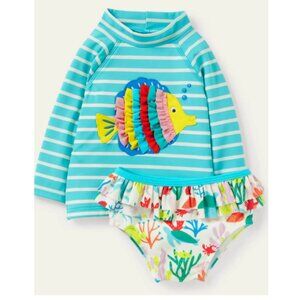 Baby Boden Stripe Fish Swimsuit